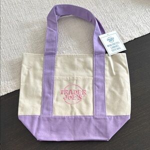 Trader Joe’s Purple and Cream Canvas Tote Bag